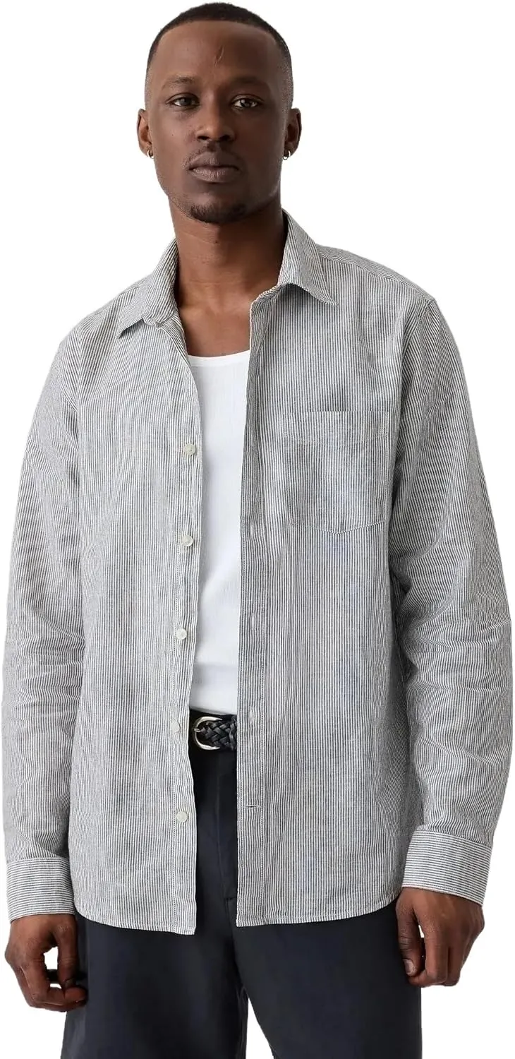 GAP Men's Linen Long Sleeve Shirt Standard Fit