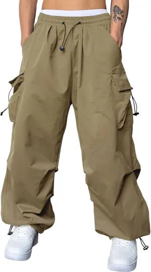 JMIERR Men's Baggy Cargo Pants Trendy Casual Parachute Pant Loose Fit Harem Joggers with Pockets for Streetwear