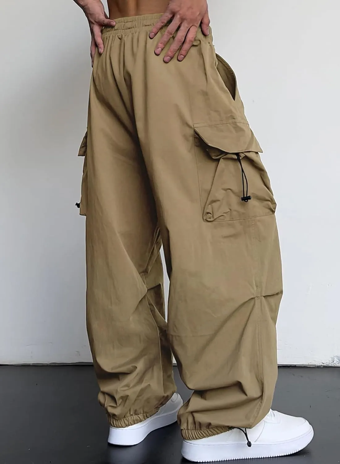 JMIERR Men's Baggy Cargo Pants Trendy Casual Parachute Pant Loose Fit Harem Joggers with Pockets for Streetwear