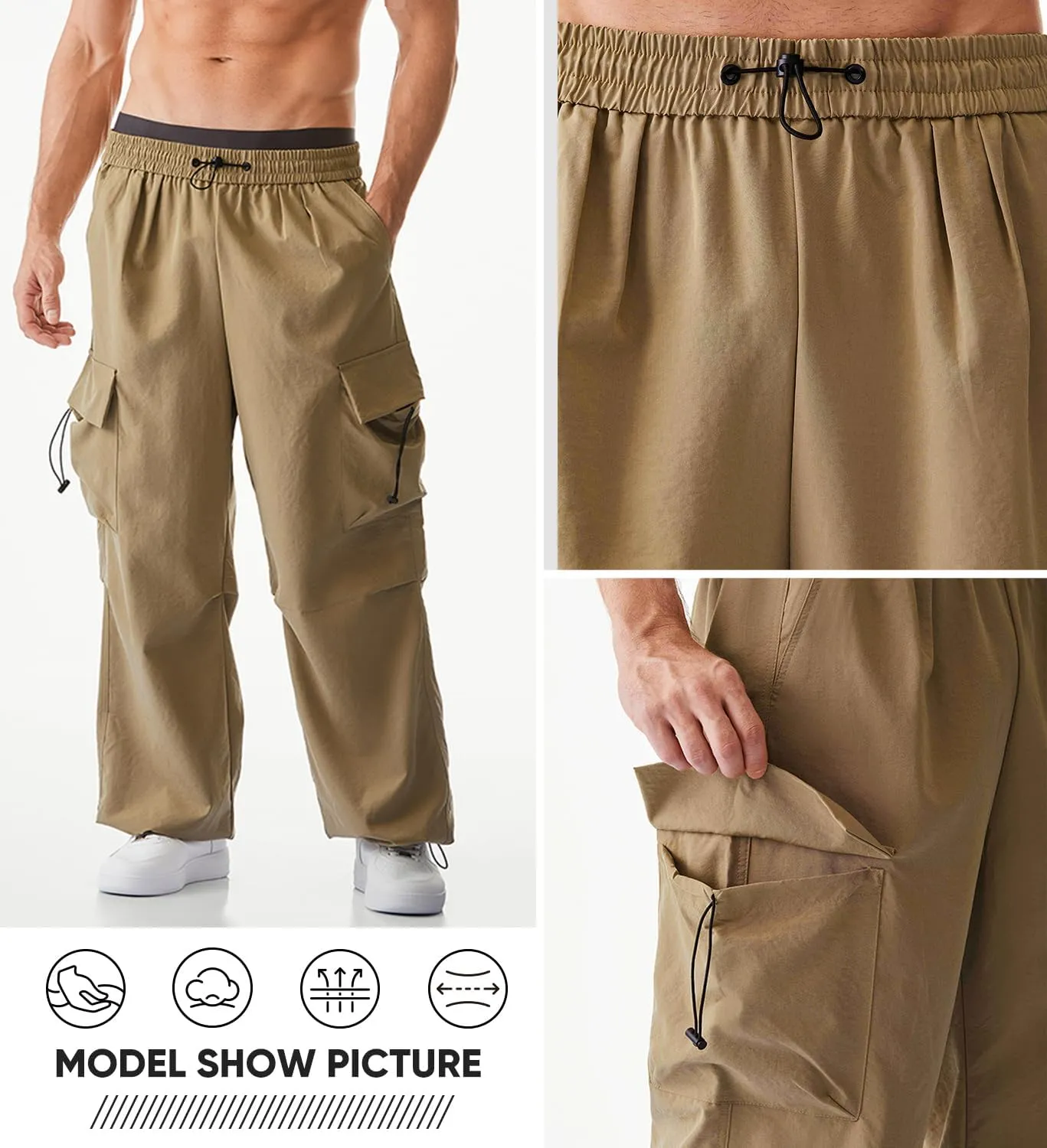 JMIERR Men's Baggy Cargo Pants Trendy Casual Parachute Pant Loose Fit Harem Joggers with Pockets for Streetwear