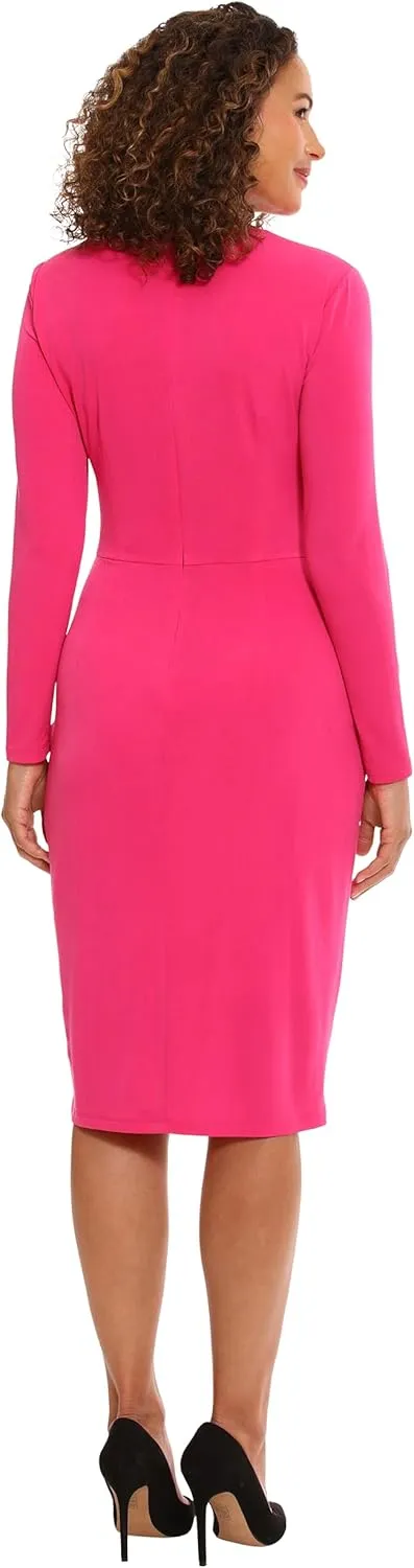 London Times Women's Asymmetric Neck Tulip Skirt Versatile Flattering Chic Event Cocktail Date Night Polished