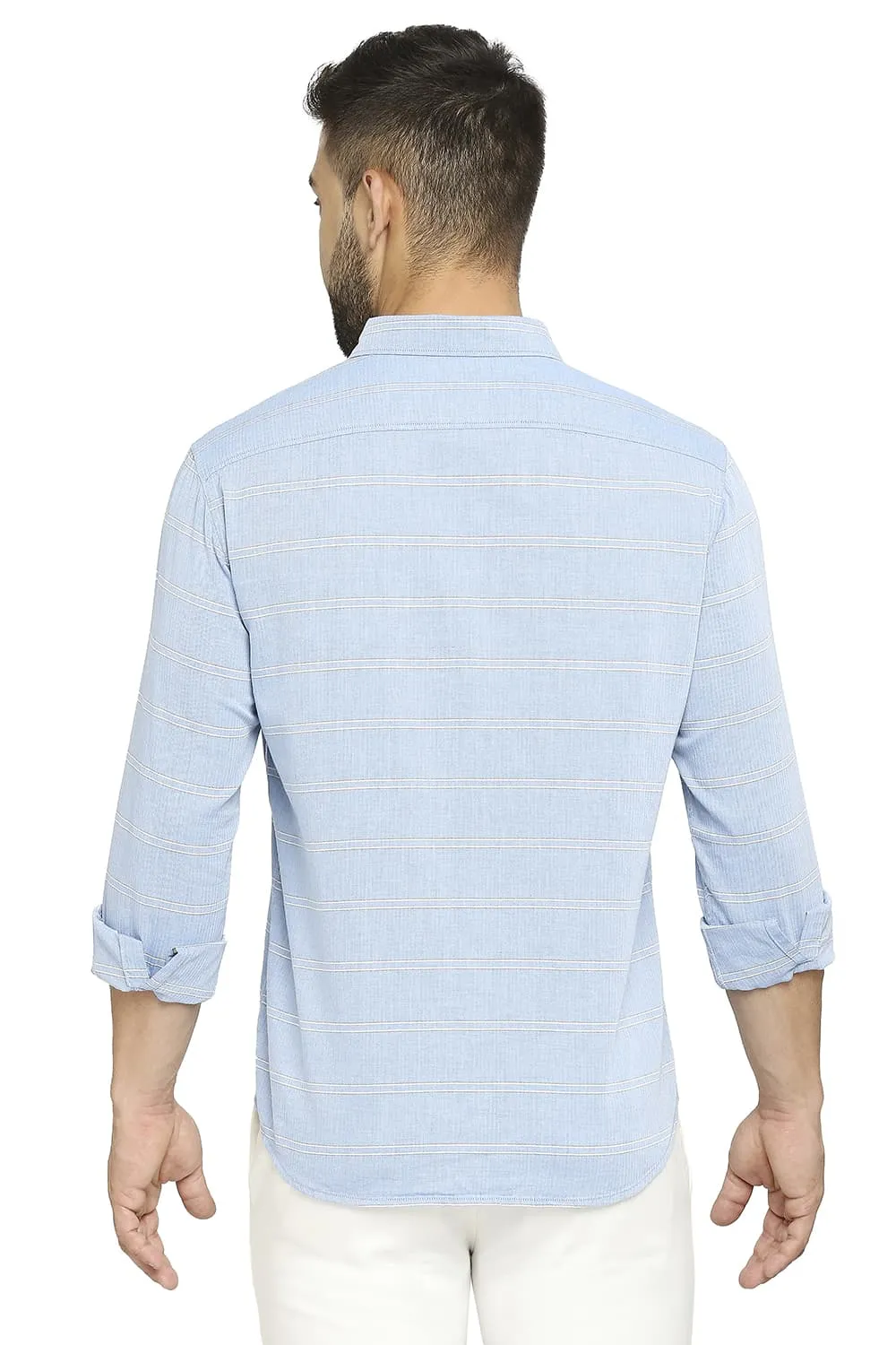 Slim Fit Cotton Twill Weft Stripe Shirt
