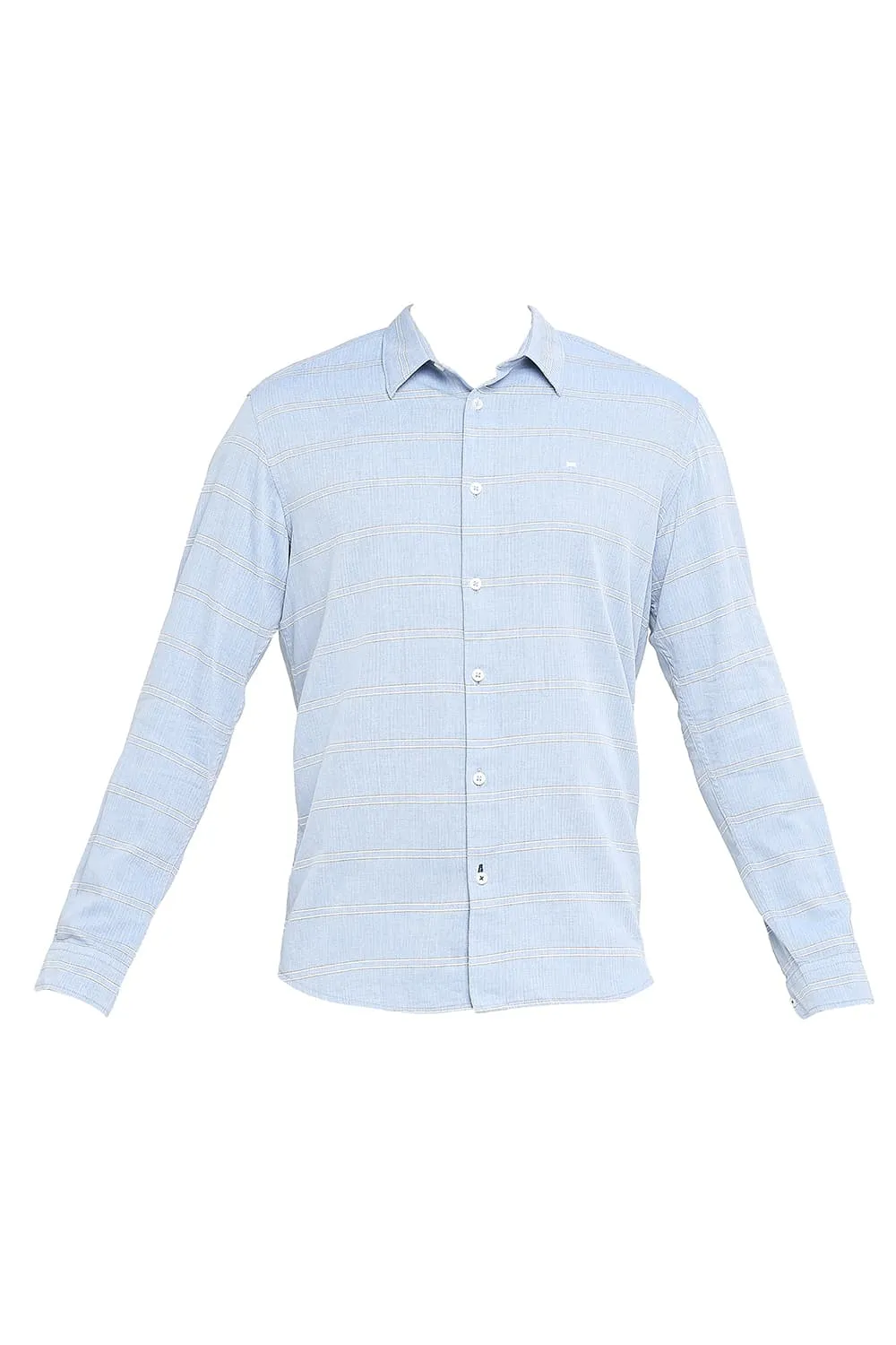 Slim Fit Cotton Twill Weft Stripe Shirt