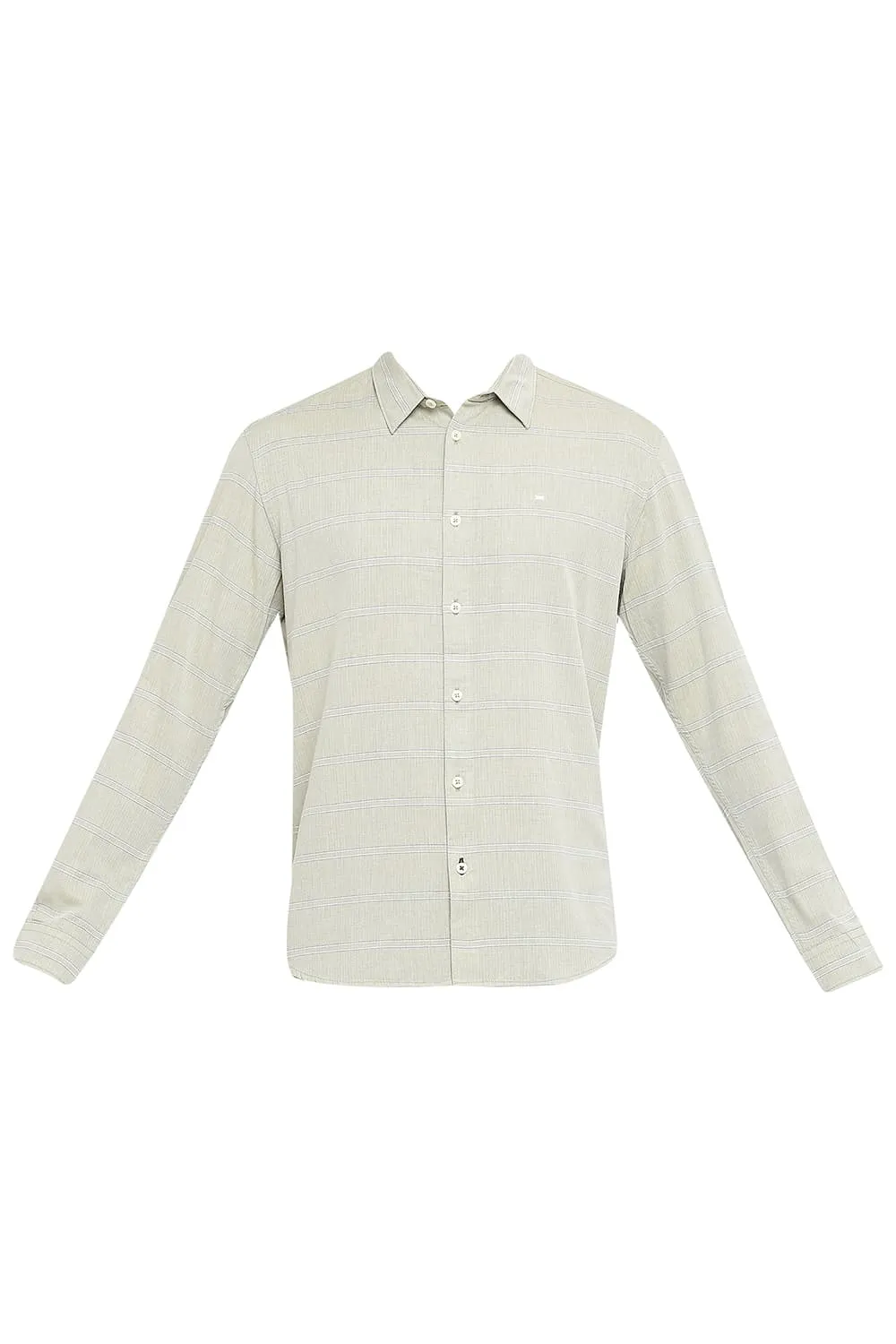 Slim Fit Cotton Twill Weft Stripe Shirt