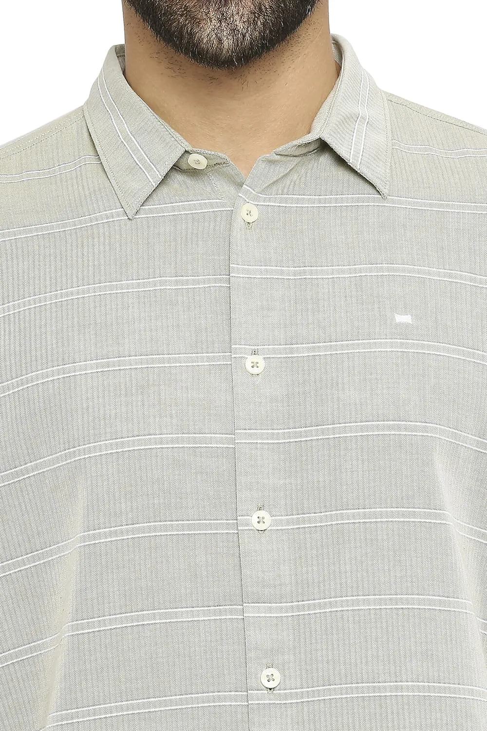 Slim Fit Cotton Twill Weft Stripe Shirt