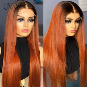 Trendy Ombre Straight Lace Frontal Human Hair Wig