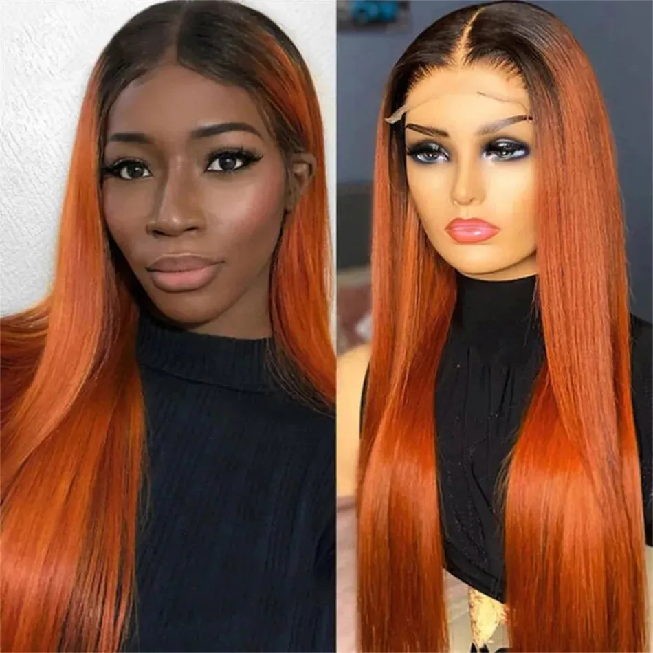 Trendy Ombre Straight Lace Frontal Human Hair Wig