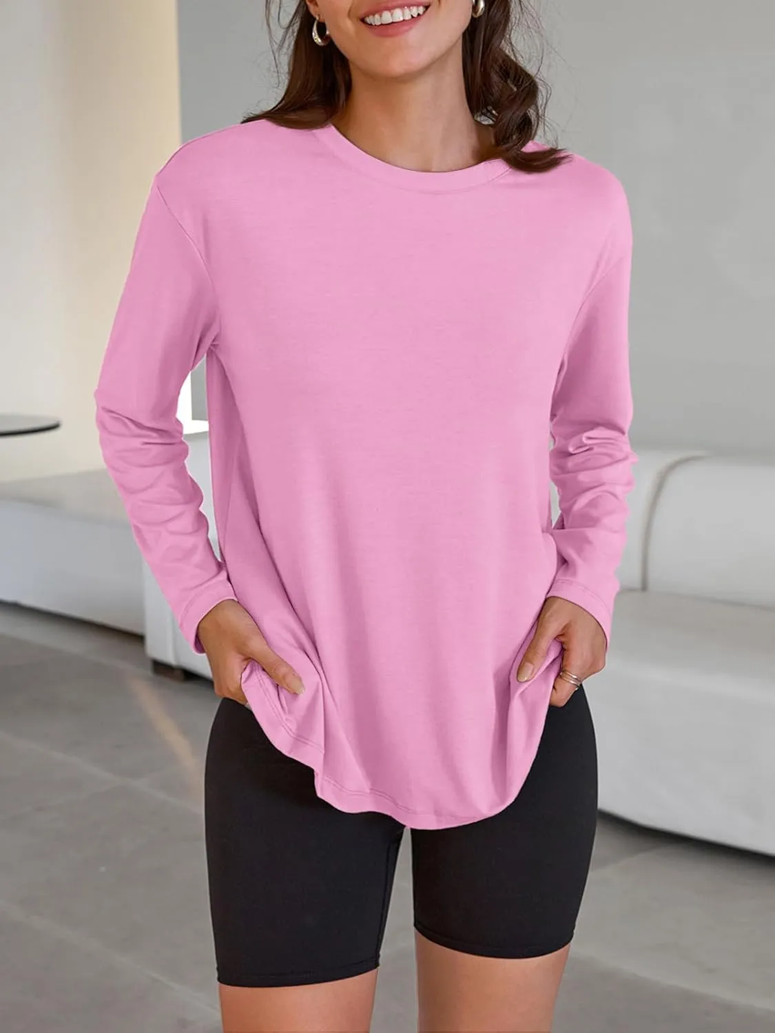 Trendy Queen Womens Oversized Long Sleeve T Shirts 2025 Basic Crewneck Tee Fall Tops Casual Workout Y2K Clothes