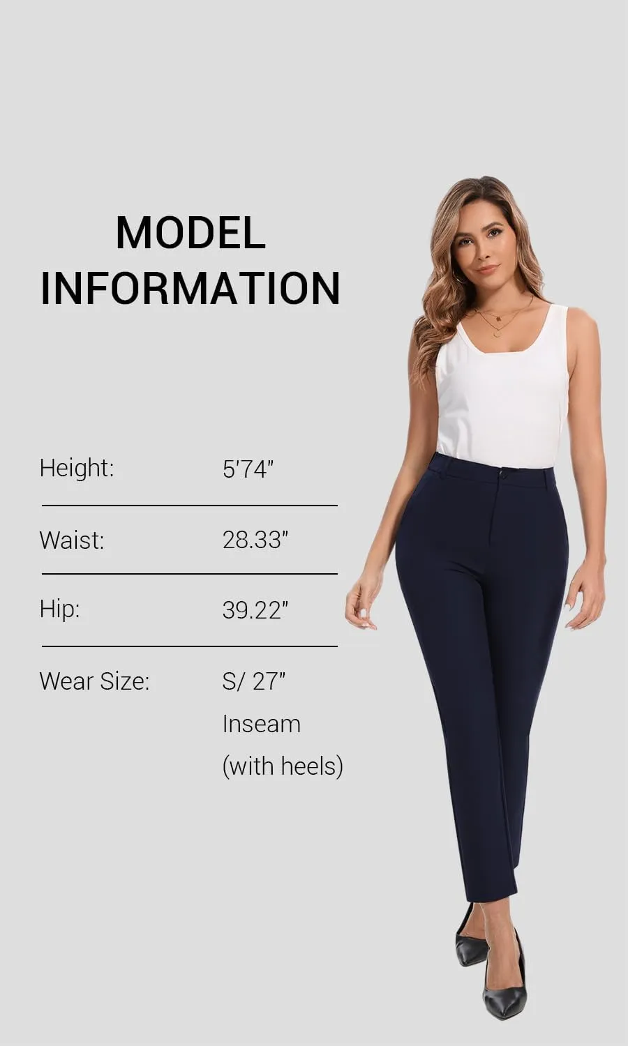 Women's High Waisted Dress Pants Straight Leg Business Trousers with Pockets Stretch Fabric for Office Work Casual