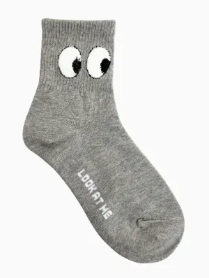 Women's Look at Me Crew Socks -Grey